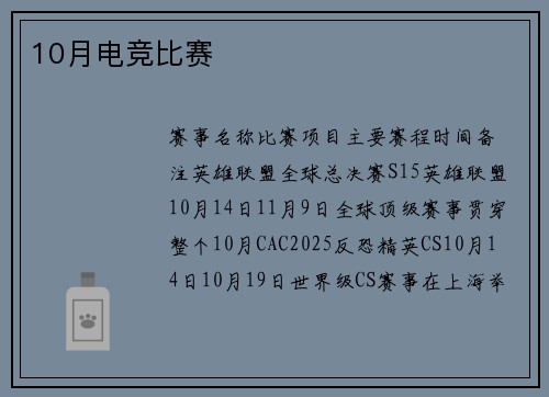 10月电竞比赛